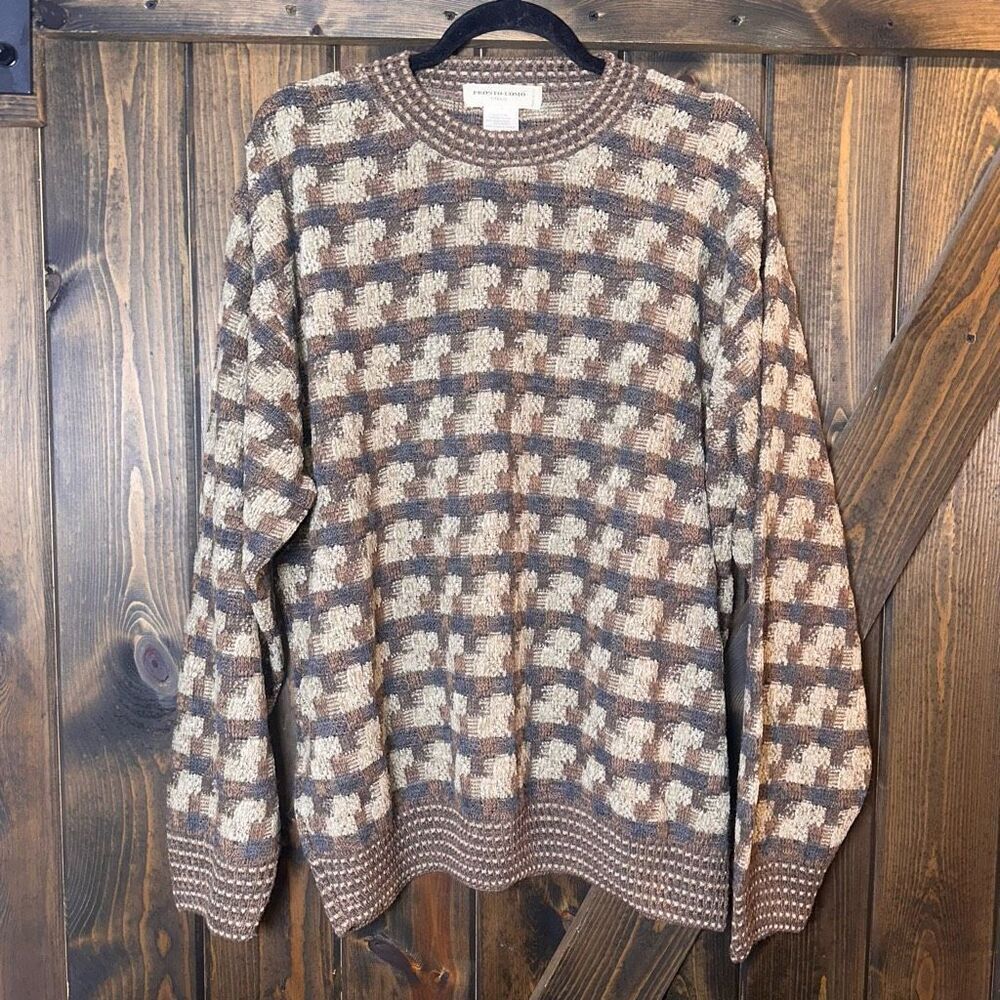 Pronto Uomo Men’s Long Sleeve Wool Mix Crewneck Pullover Sweater